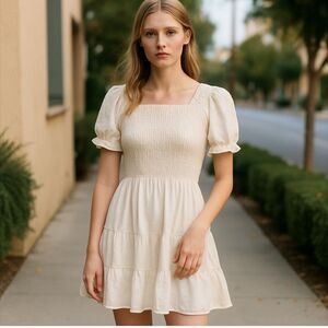 Hayden Cream Puff Sleeve Sundress